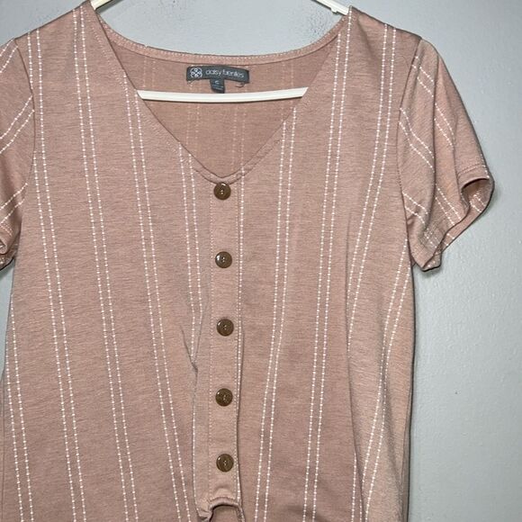 Daisy Fuentes Tan Short Sleeve Front Knot Tank Top Small - Picture 3 of 6